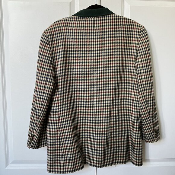 Vintage Talbots Wool Blazer Womens Houndstooth Suede Collar 80s 90s Classic - Picture 6 of 11